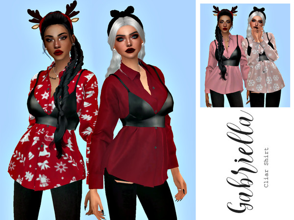 Sims 4 — Gabrielle - Cliar Shirt - Recolor Belaloallure by HazelsCloset — This is a Recolor of Belaloallure's Cliar