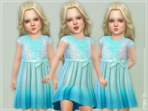 Sims 4 — Blue Sequin Dress [NEEDS TODDLER STUFF] by lillka — Blue Sequin Dress for Todddler Girls YOU NEED the Toddler