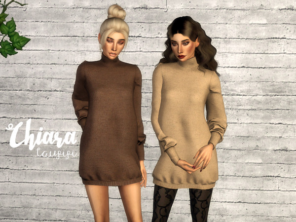 Sims 4 — Chiara by laupipi2 — New sweater-dress super cozy for winter days! New mesh, all LODs 20 Swatches All maps