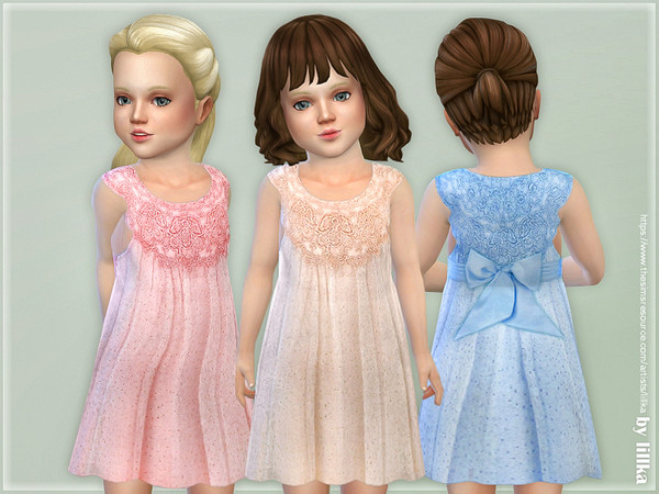 Sims 4 — Estella Dress for Toddler Girls [NEEDS TODDLER STUFF] by lillka — Estella Dress / Nightdress for Toddler Girls