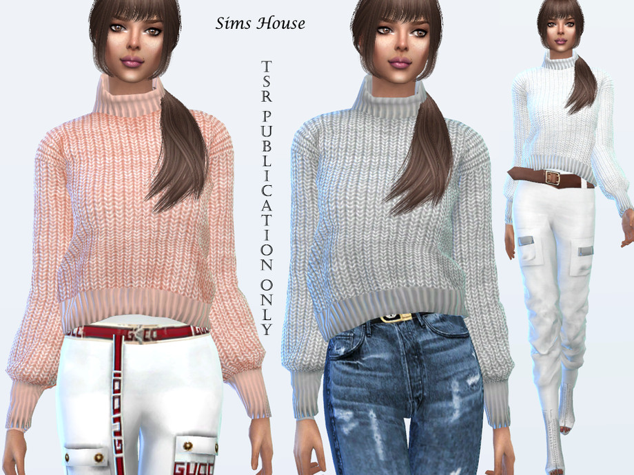 The Sims Resource - Women's sweater with a collar under the throat