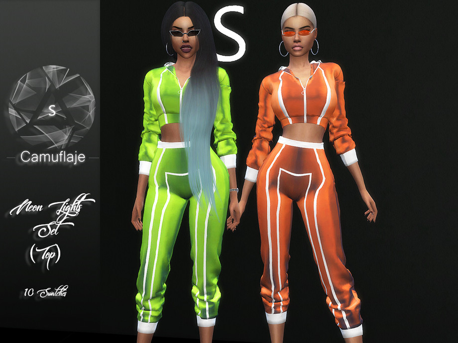 Sims 4 — Camuflaje - Neon Lights (Top) by Camuflaje — * SPORTY COLLECTION * *Part of the set* * New mesh * Compatible