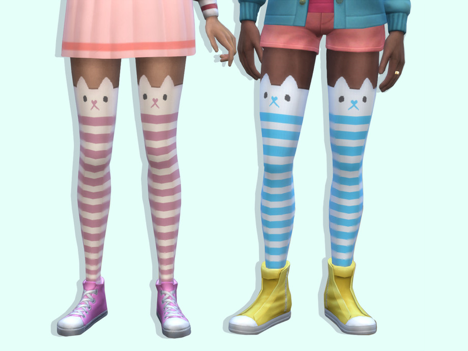 The Sims Resource Long Striped Kitty Socks