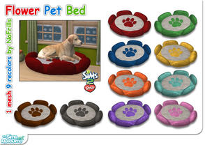 Sims 2 — Flower Pet Bed (Mesh & Recolors) by NoFrills — A flower shaped furry pet bed for your Sims pets. One mesh