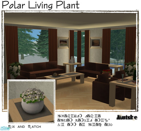 Sims 2 — Polar Living - Plant White  by Mutske — Recolor. Plantpotter. Just put it on a surface and enjoy.