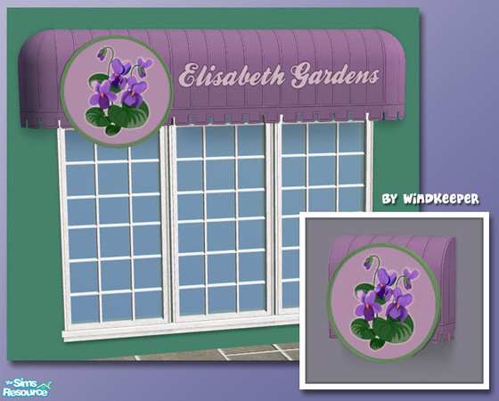 Sims 2 — Round Sign - flowers by Windkeeper — Recolor of Round Sign Business Awning from this set. Requires that file to
