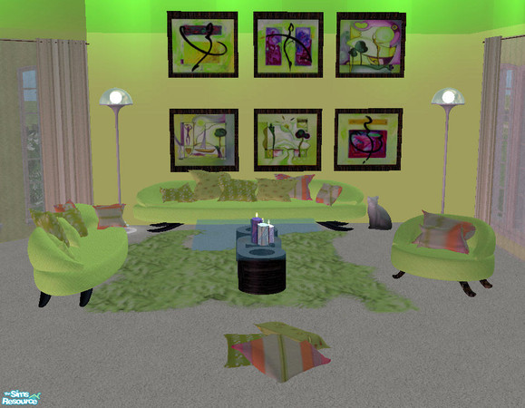 Sims 2 — Spumoni Living Set by RockinRobin — Featuring the ultimate in cool, upscale living. Mesh can be found at