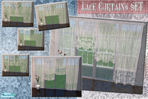 Sims 2 — S2S Jeneva Curtain Recolors No.2 by sims2sisters — Lace Curtains set - 14 various curtains.