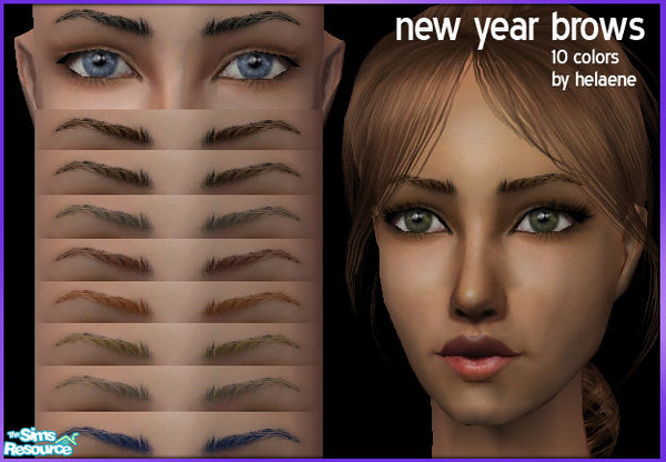 Sims 2 — helaene new year brows - set of 10 by Helaene — Realistic, detailed eyebrows for your sims in 10 different