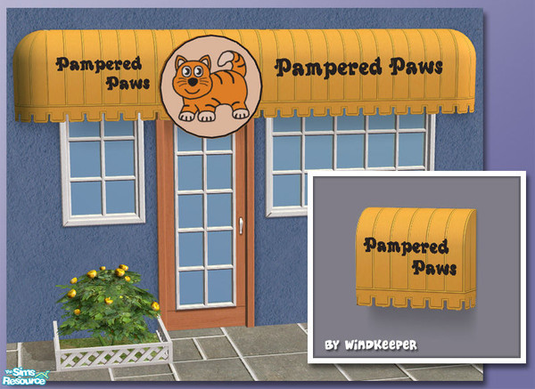 Sims 2 — Business Awning 1 - Paws by Windkeeper — Recolor of Business Awning 1 from this set. Requires that file to work.