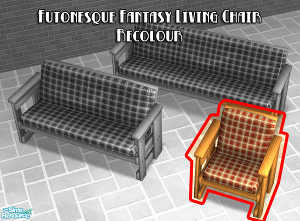 Sims 2 — Futonesque Fantasy Living Chair - Red by BeOSBoxBoy — Maxis-matching - matches the Futonesque Fantasy Sofa