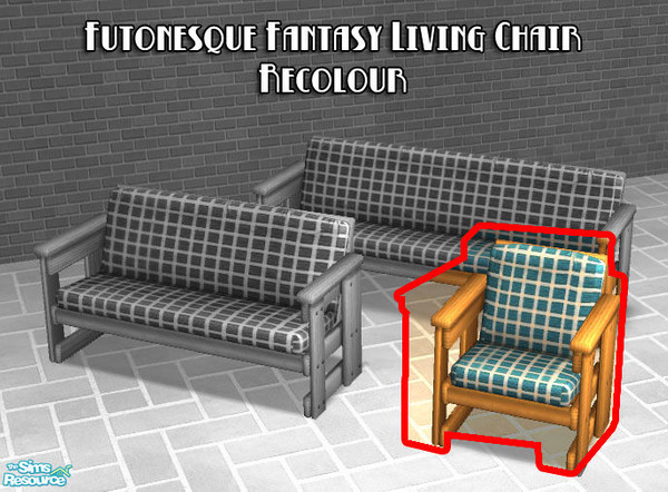 Sims 2 — Futonesque Fantasy Living Chair - Blue by BeOSBoxBoy — Maxis-matching - matches the Futonesque Fantasy Sofa
