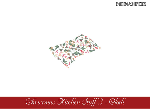 Sims 4 — Christmas Kitchen Stuff II - Cloth {Mesh Required} by neinahpets — A Christmas theme cloth kitchen towel.