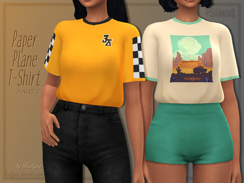 The Sims Resource - Trillyke - Paper Plane T-Shirt (Part 1)