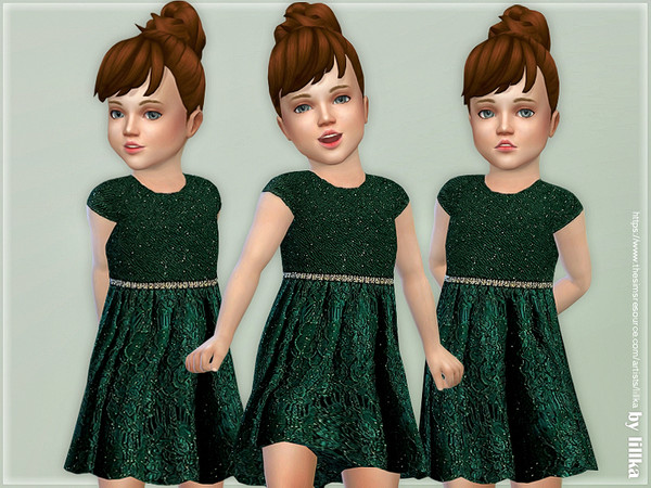 Sims 4 — Green Glitter Dress for Toddler [NEEDS TODDLER STUFF] by lillka — Green Glitter Dress for Toddler YOU NEED the