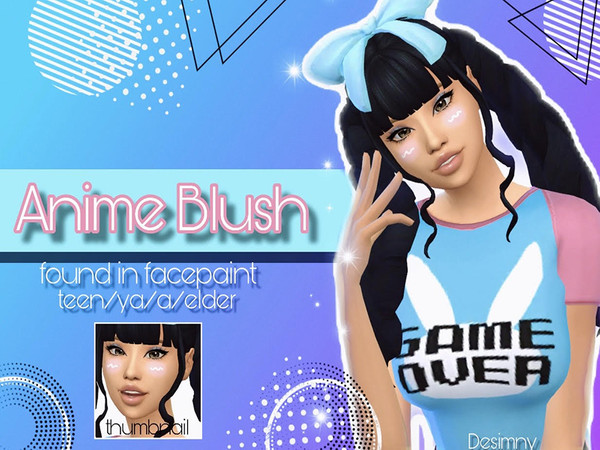 Sims 4 — Anime Blush by Desimny — Cute blush inspired by anime found in facepaint teen/ya/a/e credit to cc creators my