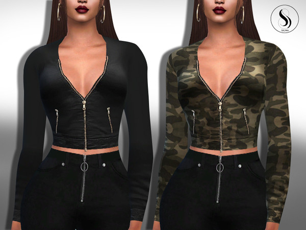 The Sims Resource - Female Zipper Blazer Jackets
