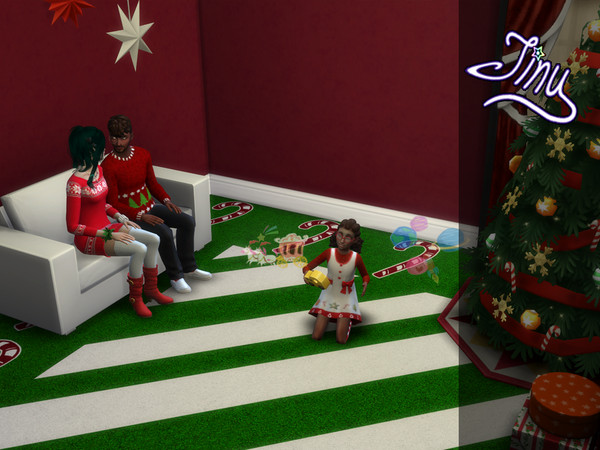 Sims 4 — Green Xmas Soft Carpets by Jinu  — Some festive carpets for festive sims.. Why stop your decorating at walls