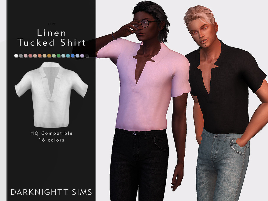 The Sims Resource Linen Tucked Shirt