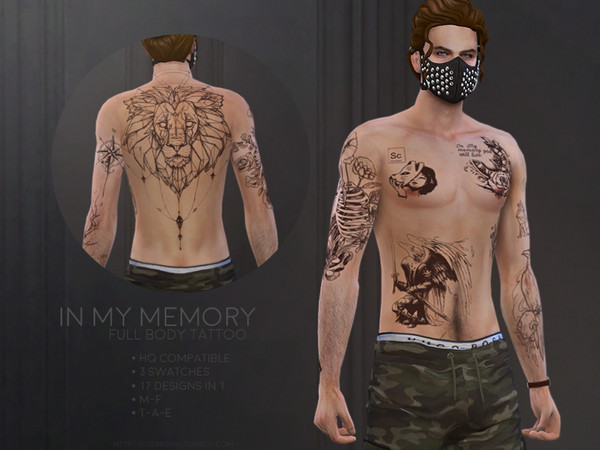 The Sims Resource  In My Memory  Full body tattoo