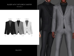 Sims 3 — Blazer with Turtleneck Sweater by Bill_Sims — EA Mesh Edit All LODs and Morphs Male, Y/A-Adult