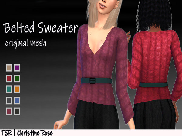 The Sims Resource - Fuzzy Sweater with Belt