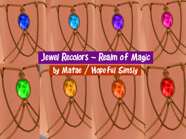 Sims 4 — Realm of Magic Jewel - Recolors by Matae — Arm bracelet recolored in 8 colors+ chain recolored in bronze! 