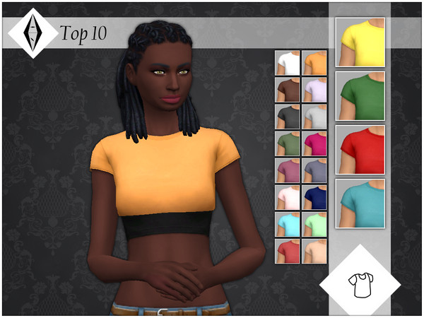 Sims 4 — Top 10 by AleNikSimmer — Very high cut crop top to be used with accessory tees. For the preview I've been using