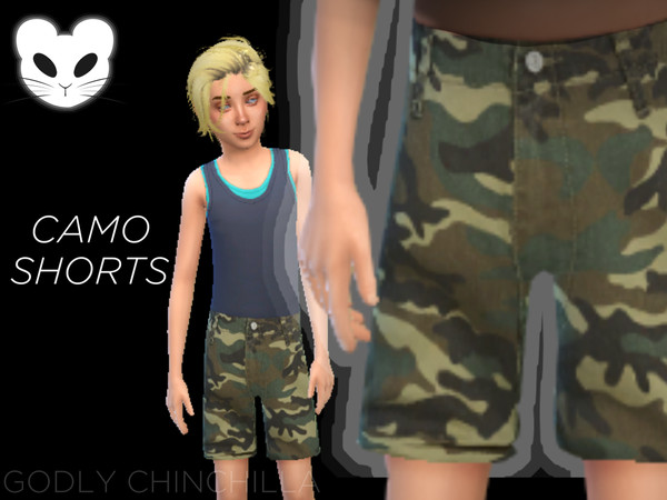 Sims 4 — Unisex Camo Shorts for Kids | Re-color CC by simmer-in-pink — Camo shorts to have your kids look like the