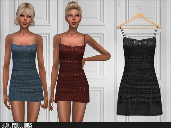 Sims 4 — ShakeProductions 361 - Wool Dress by ShakeProductions — Full Body/Short Dresses Handpainted 12 Colors Credits;
