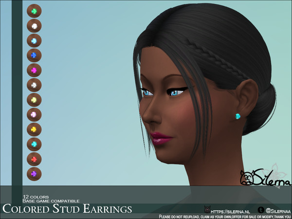 Sims 4 — Colored Studs by Silerna — Jeweled colored studs with the gemstones of each birthmonth ..or the ones I could