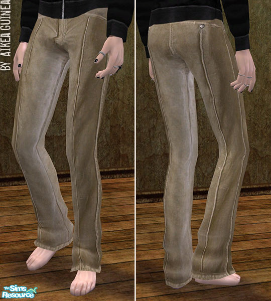 The Sims Resource - Untucked Barefoot Velvet Pants for Adult Males - Gobi