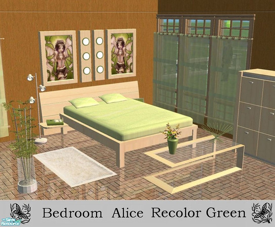 Sims 2 — Bedroom Alice Recolor Green by marilu — 