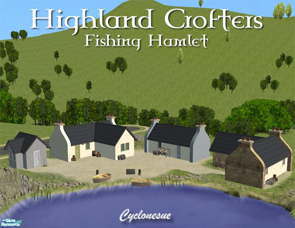 Sims 2 — Highland Crofter - Fishing Hamlet by Cyclonesue — A set of small cottages to make a three-bedroom home! 