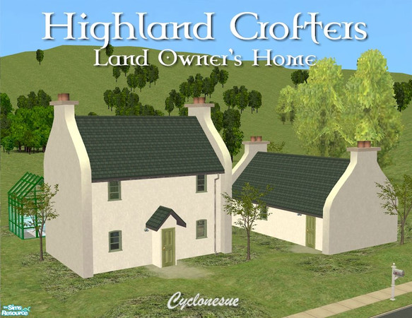 Sims 2 — Crofter Land Owner\'s Home by Cyclonesue — A larger home for the wealthier landowner with vegetable garden and