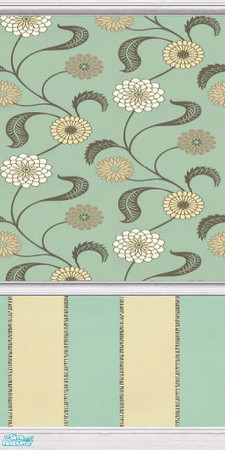 Sims 2 — Sixty-One and Sixty-Two by jeni — Sixty-One above the chair rail, Sixty-Two below. Green/Blue design with