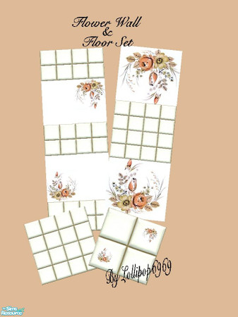 Sims 2 — Flower Wall & Floor Set by lollipop6969 — This set includes 2 walls and 2 floors. Looks good in game.Hope