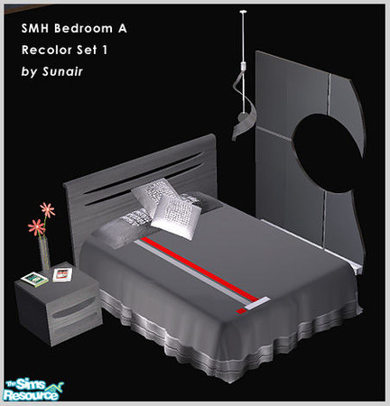 Sims 2 — SMH Bedroom A - Recolor set 1 by Sunair — SMH Bedroom A - Recolor set 1 (black)
