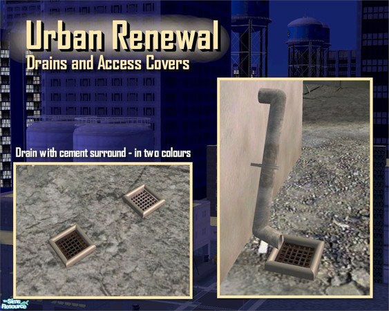 Sims 2 — Kitchen Drain with Cement Surround by Cyclonesue — A drain that can share tiles with other objects, can be