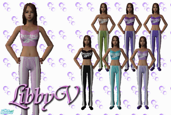 Sims 2 — Reebok Workout Wear by libbyv — This set contains 7 Athletic suits for your Adult Females to wear when