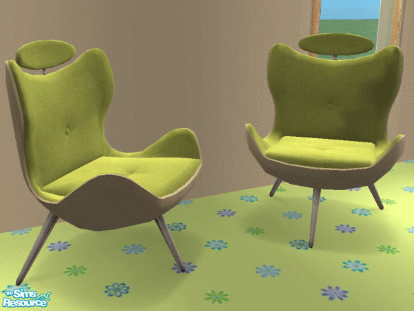 Sims 2 — Lime Cat's Bedroom - Chair by SimanthaRat — White maple with lime linen cushions 