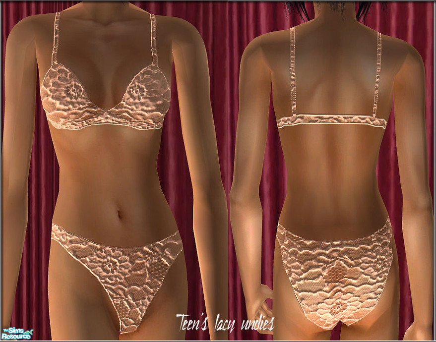 The Sims Resource - Teen's lacy undies beige