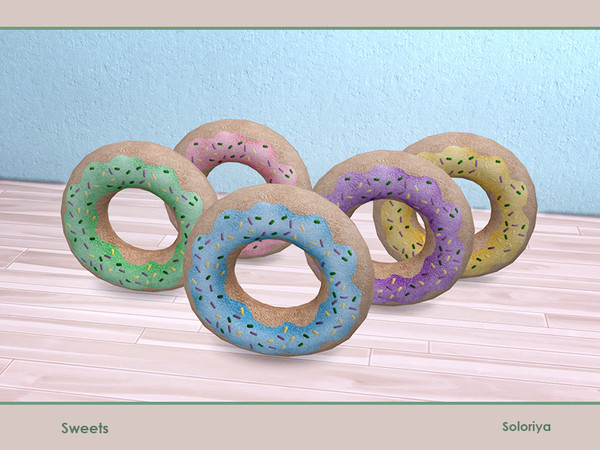 Sims 4 — Sweets. Plush Donut, v1 by soloriya — Decorative large plush donut, version 1. Part of Sweets set. 5 color