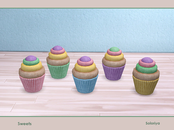 Sims 4 — Sweets. Plush Cupcake by soloriya — Decorative large plush cupcake. Part of Sweets set. 5 color variatons.