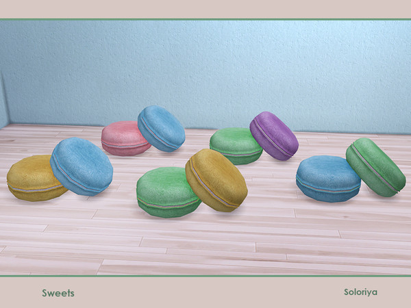 Sims 4 — Sweets. Two Plush Macarons by soloriya — Two large plush macarons. Part of Sweets set. 5 color variatons.