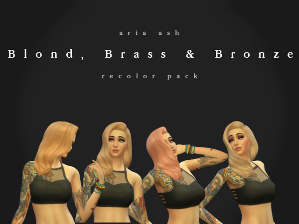 Sims 4 — Blond, Brass & Bronze Recolor Pack by AriaAshCC — 4 Recolours of the long side swept hair from The Sims 4 