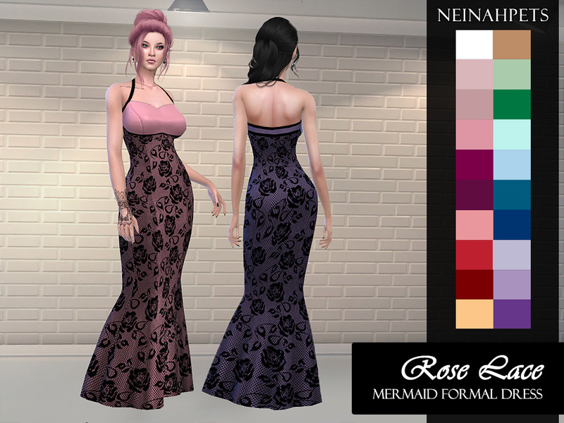 Sims 4 The Sims Resource | Rose Lace Formal Mermaid Gown by TSR Creator