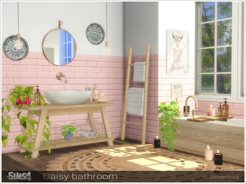 The Sims Resource Daisy Bathroom - How To Put A Big Tub In Small Bathroom Sims 4 Cc Hair