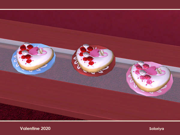 Sims 4 — Valentine 2020. Cake with Rings by soloriya — Decorative cake with roses and rings. Part of Valentine 2020 set.