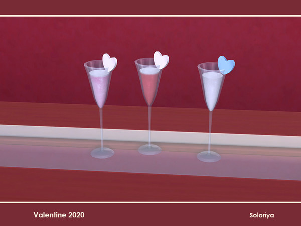 Sims 4 —  Valentine 2020. Cocktail by soloriya — Decorative cocktail with a heart. Part of Valentine 2020 set. 3 color